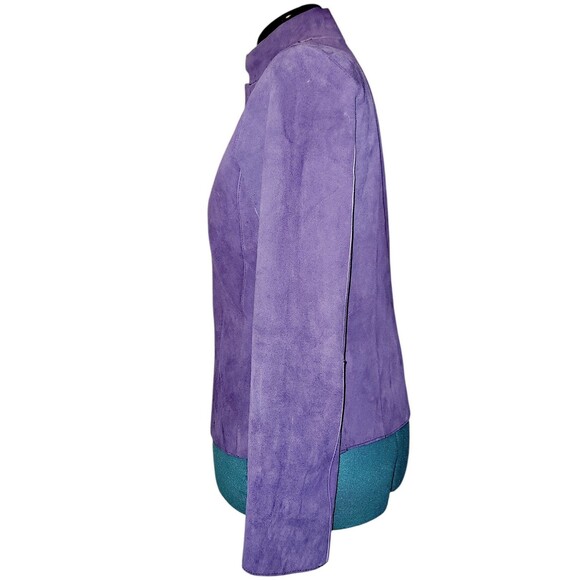 CHICO'S Reversable Purple Suede Black Leather Blazer Jacket M? - Picture 4 of 6